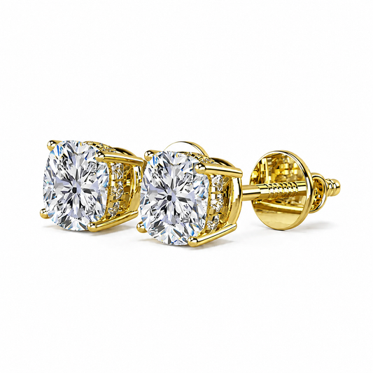 Cushion Solitaire Hidden Halo Earring