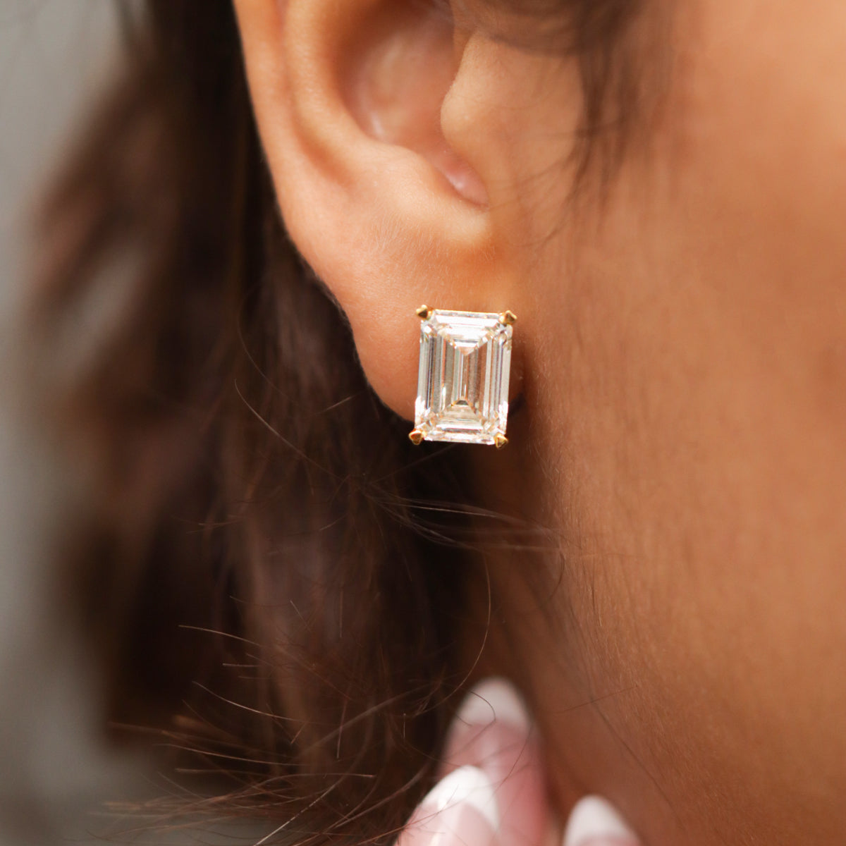 5 Ct Emerald Cut Diamond Stud Earrings