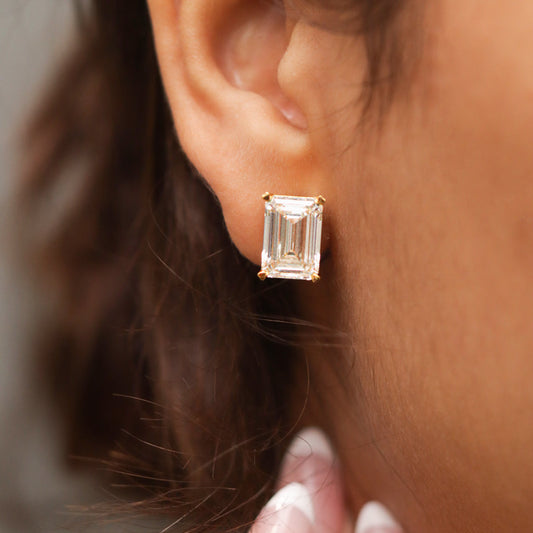 5 Ct Emerald Cut Diamond Stud Earrings