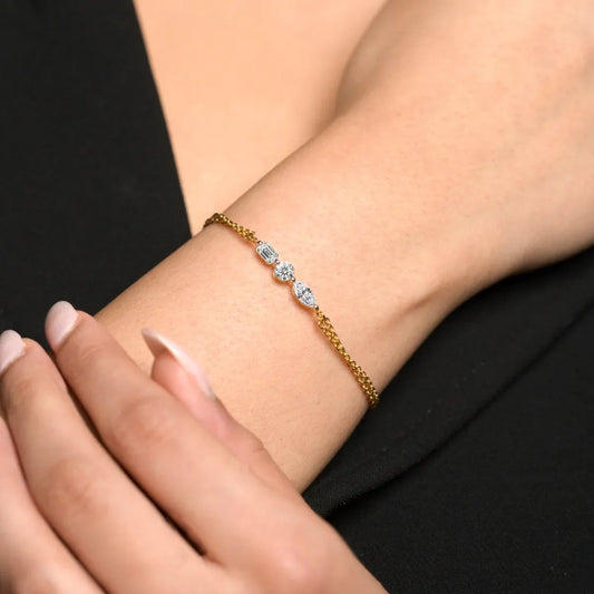 Three Stone Diamond Everyday Bracelet