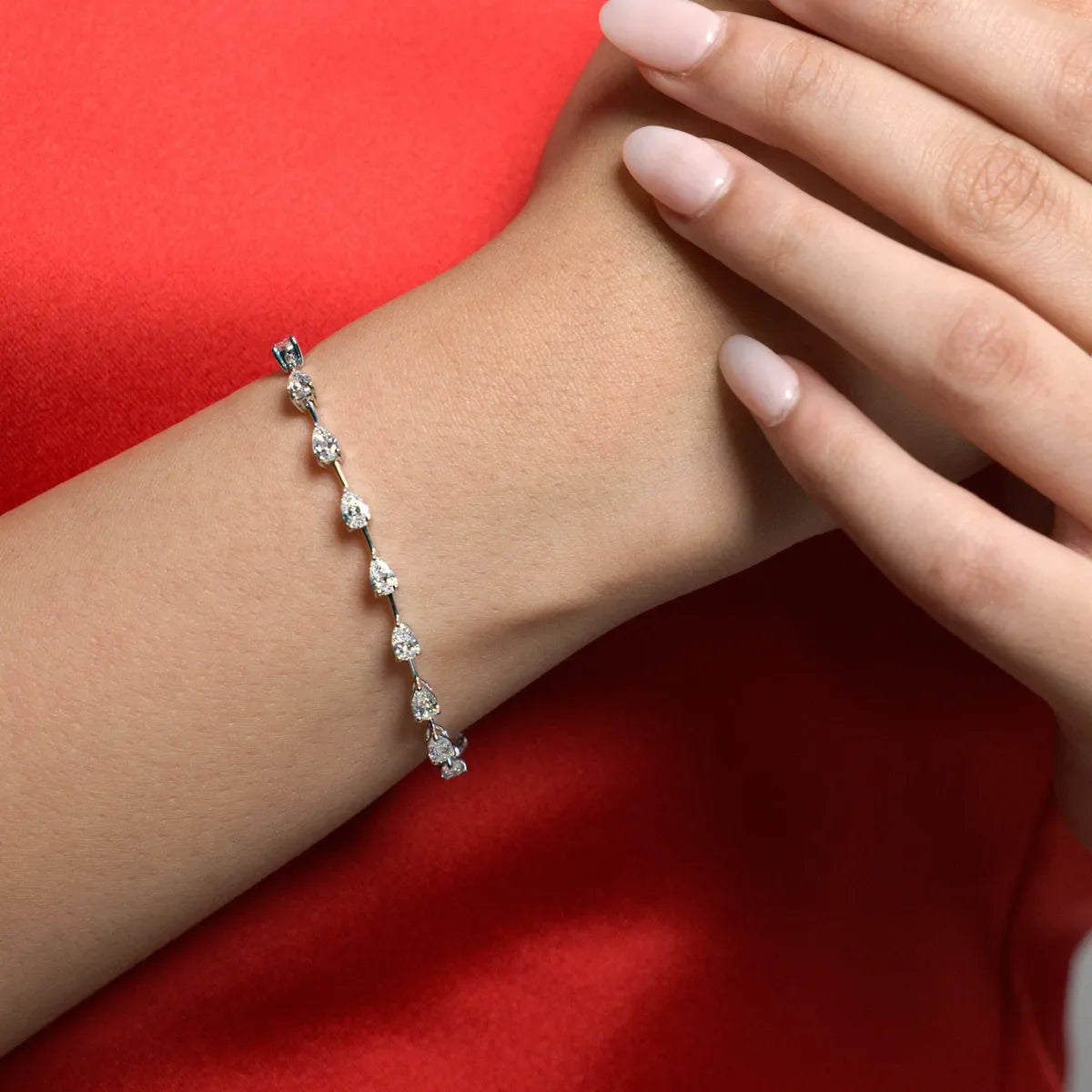 East West Pear Shaped Tennis Bracelet