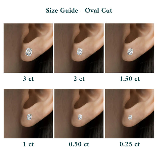 Oval Cut Diamond Stud Earrings with Half Bezel Setting