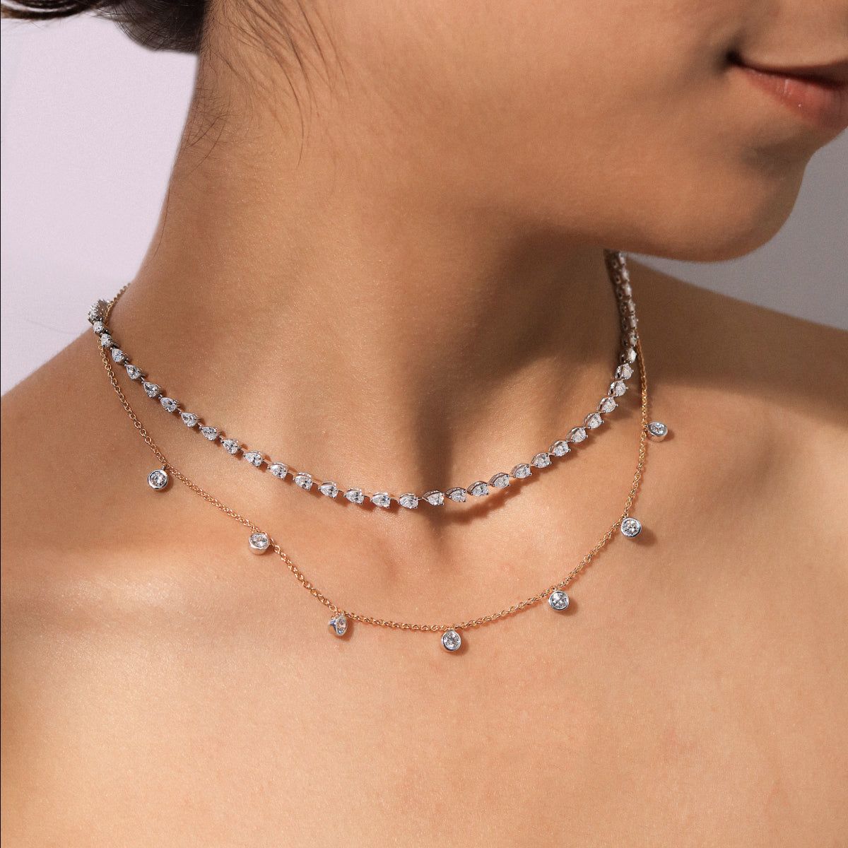 Pear Diamond Tennis Necklace