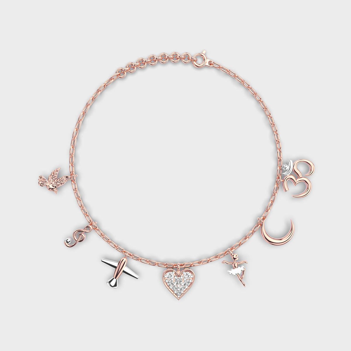 Personalised Mixed Diamond Charm Bracelet