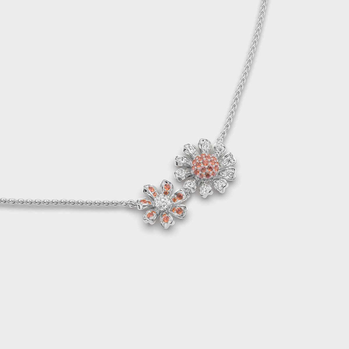 Double Marigold Flower Diamond Necklace