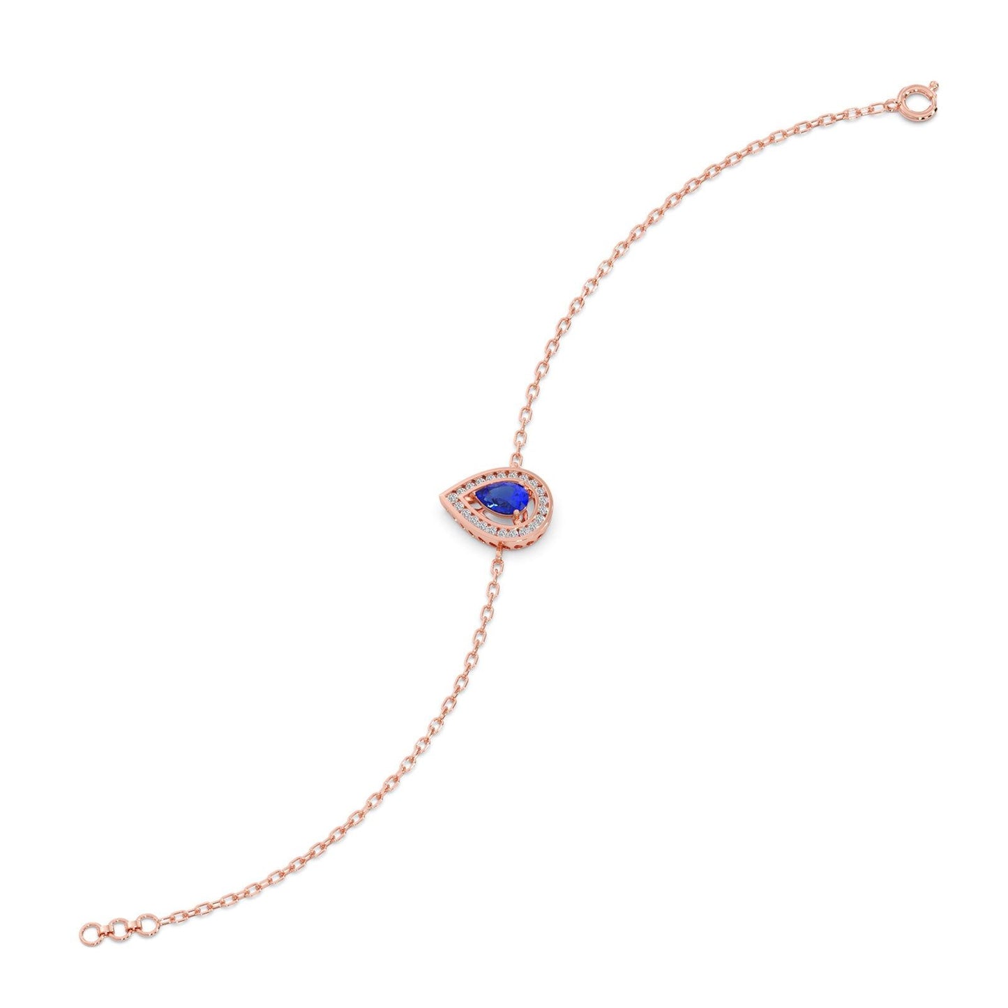 Blue Teardrop Halo Diamond Bracelet