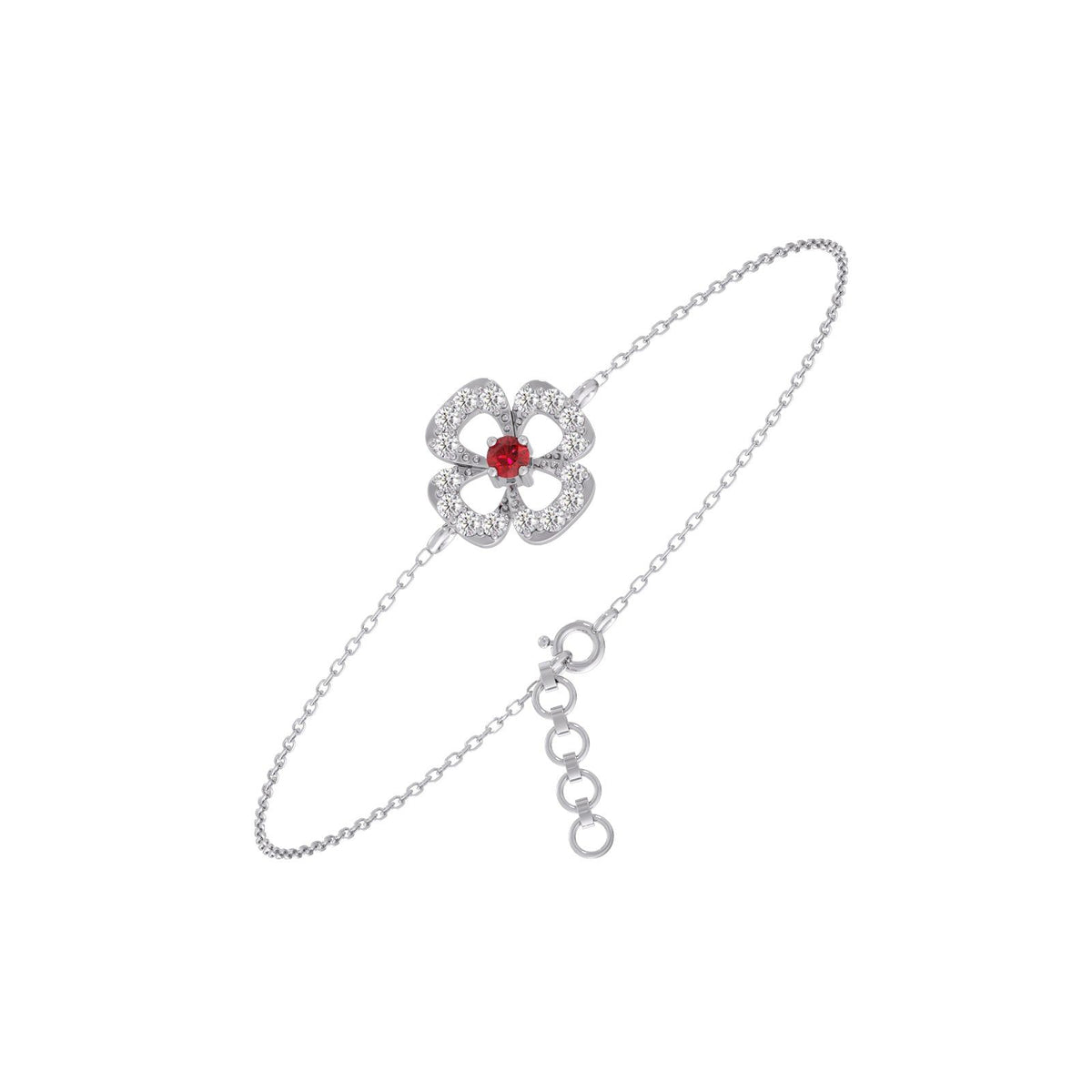 Red Gemstone Diamond Chain Bracelet