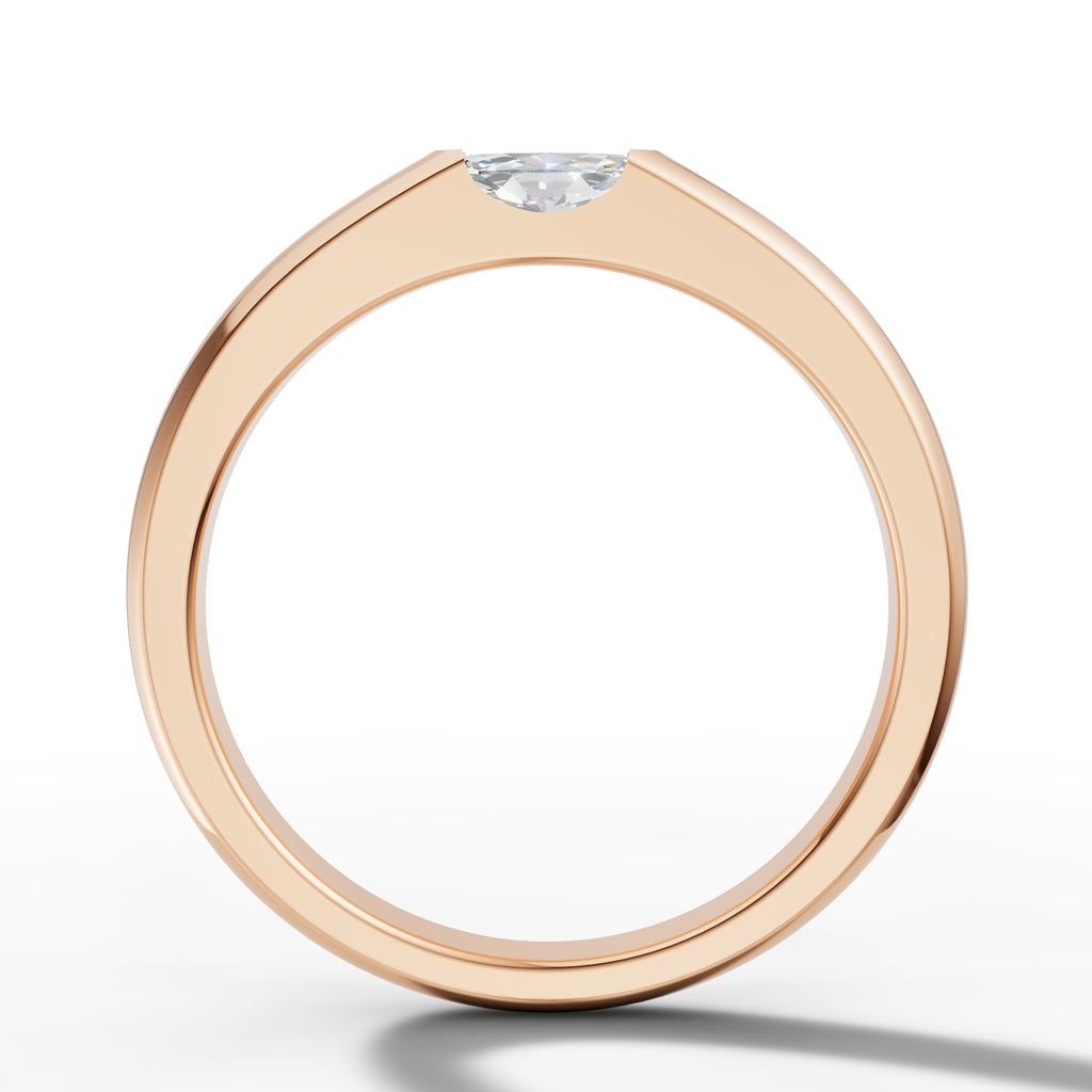 Sleek Horizontal Marquise Solitaire Band Ring