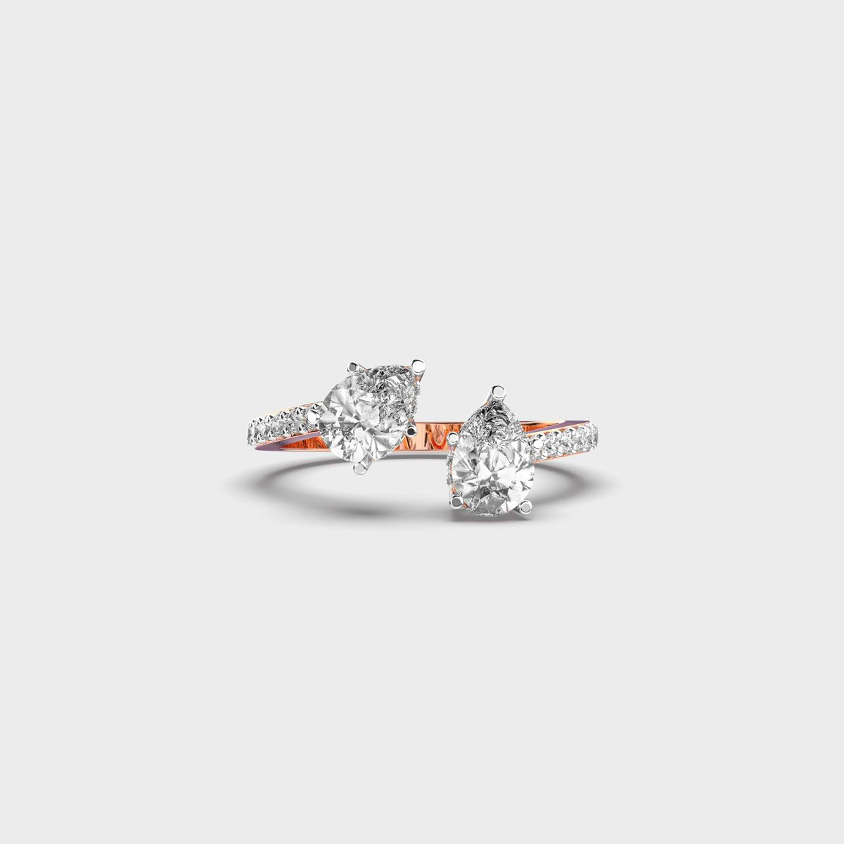 Double Drop Pear Diamond Ring - View 6