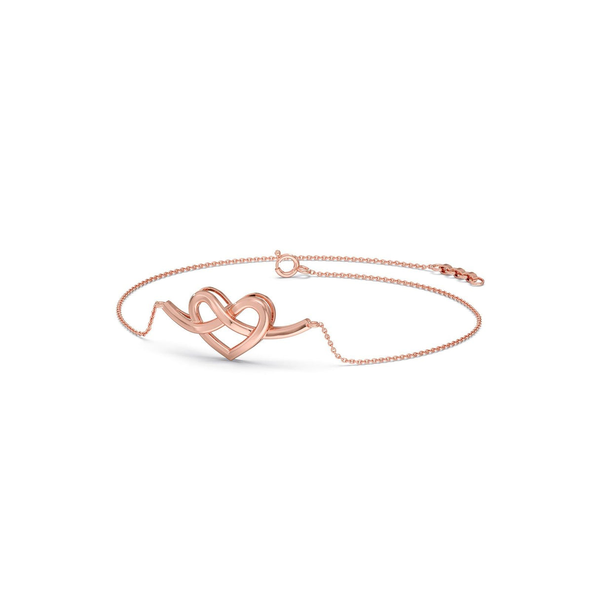 Intertwined Heart Plain Gold Chain Bracelet