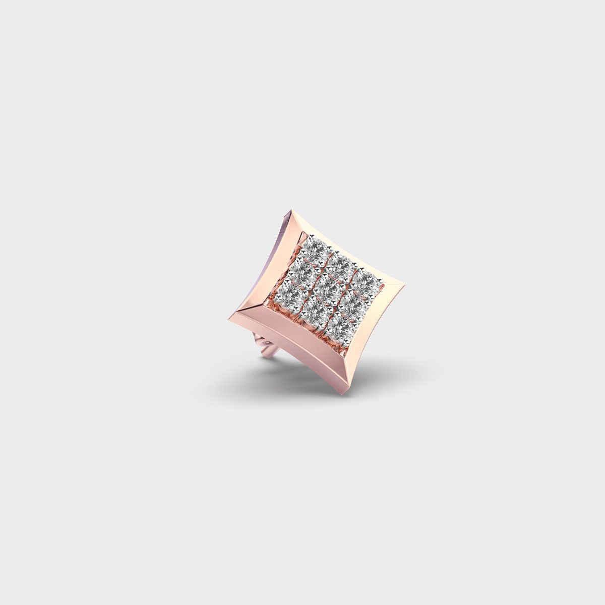9 Rhombus Round Diamond Stud For Men