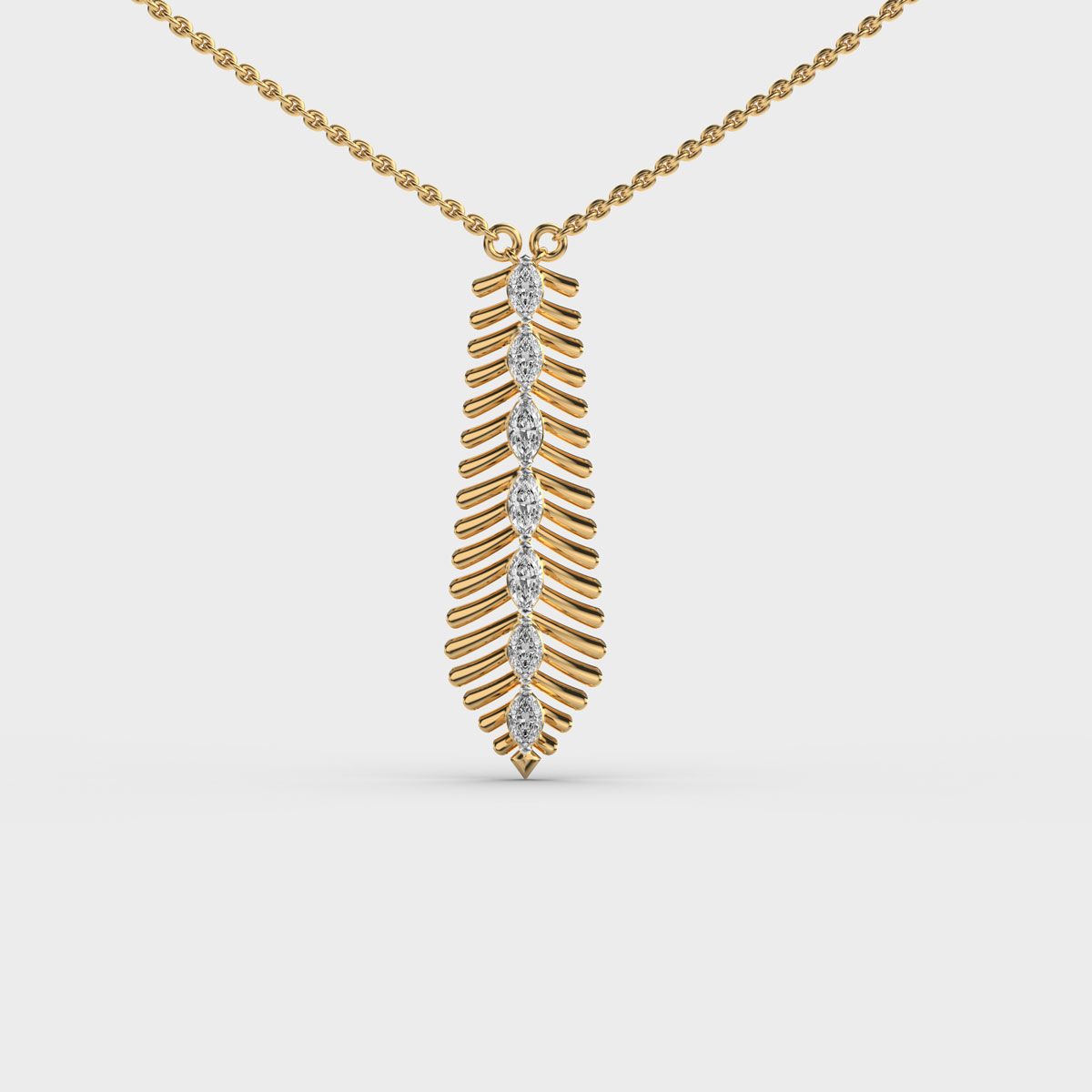 Elongated Fern Diamond Necklace
