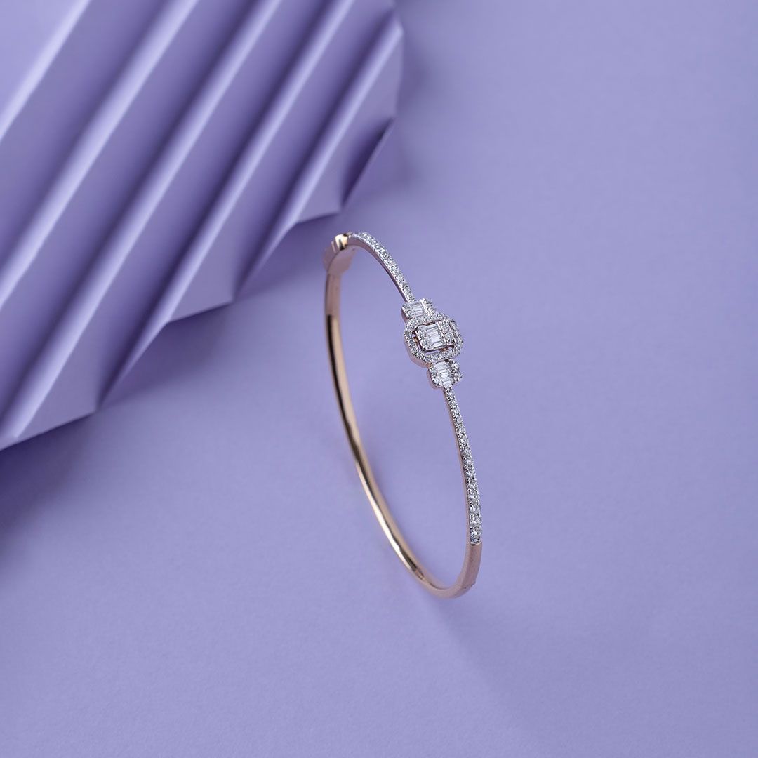 Minimalist Club Floral Diamond Bangle