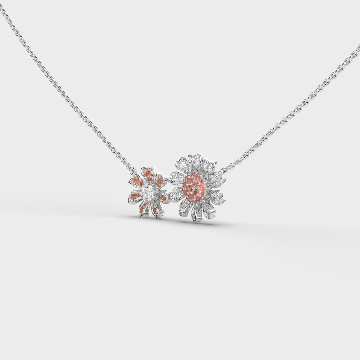 Double Marigold Flower Diamond Necklace