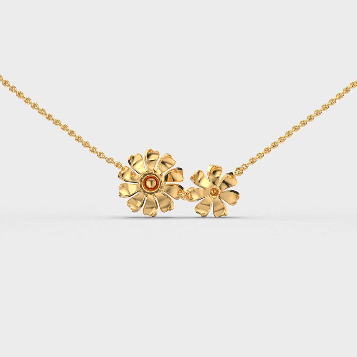 Double Marigold Flower Diamond Necklace
