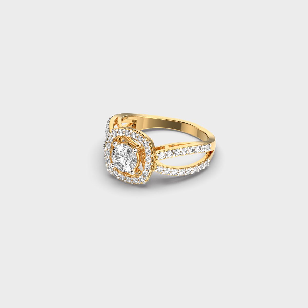 Brilliant Cut Diamond Halo Band Ring - View 2