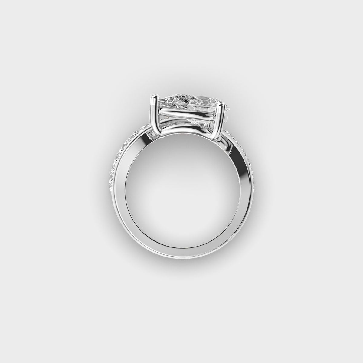 Elegant Pear Wave Diamond Ring - View 13