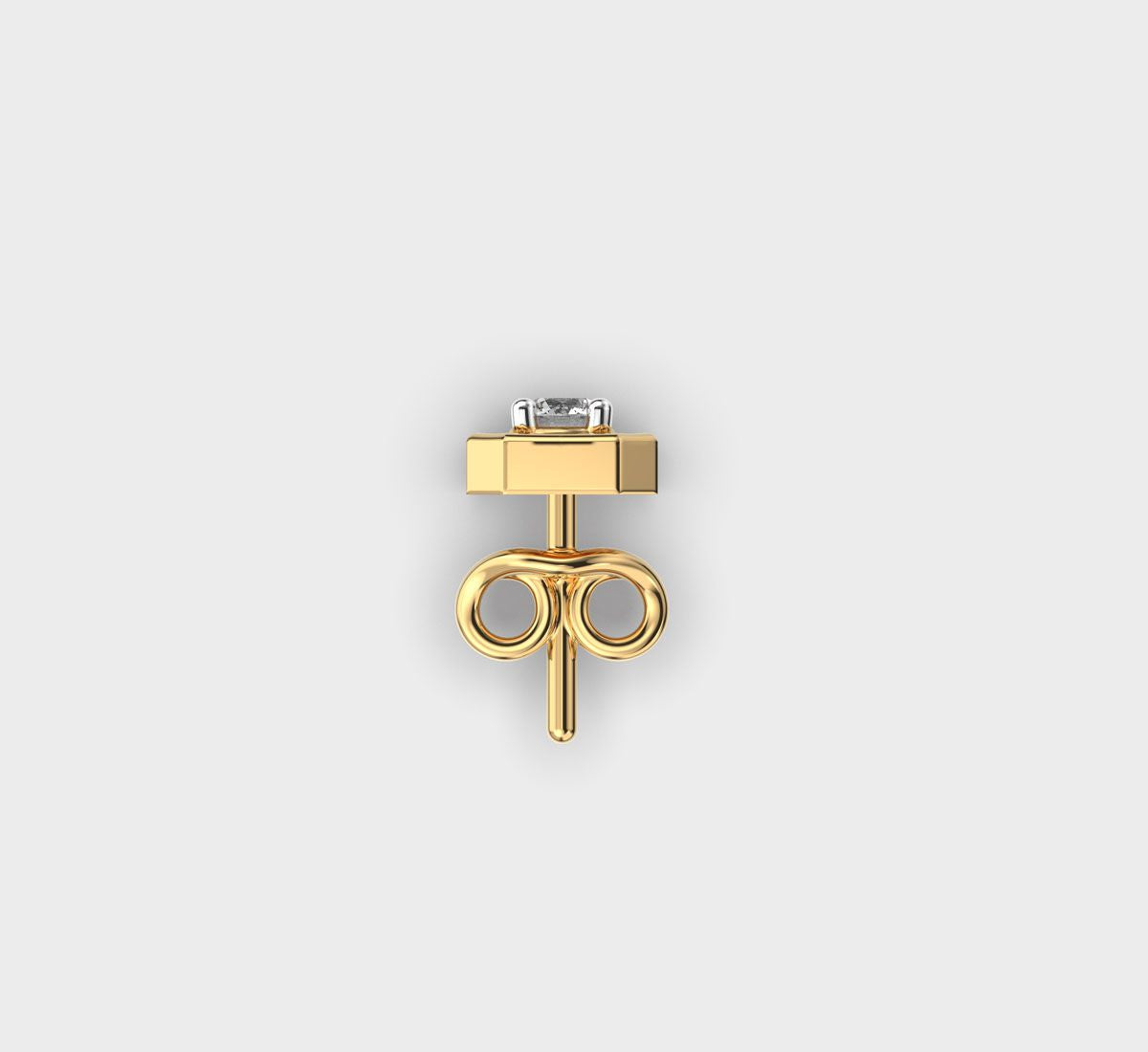 Octagonal Round Diamond Amber Stud For Men