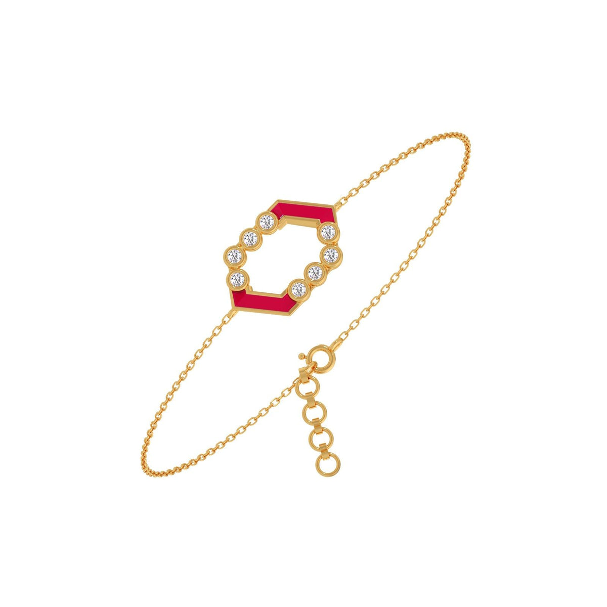 Hexora-Enamel Scarlet Diamond Chain Bracelet