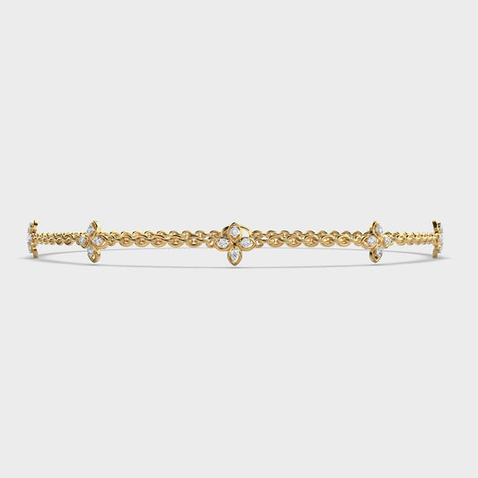 Soft Weave Flower Diamond Bracelet