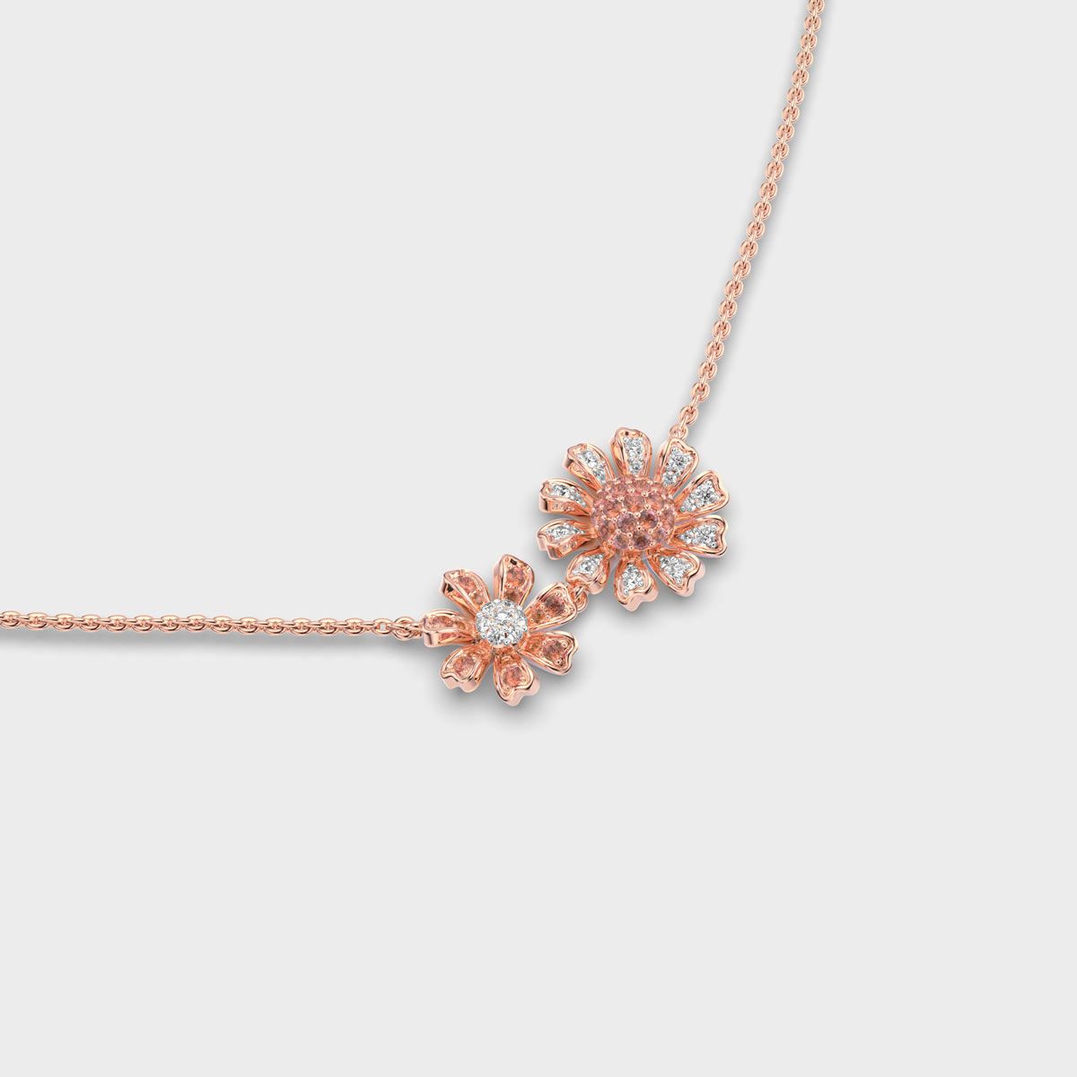 Double Marigold Flower Diamond Necklace