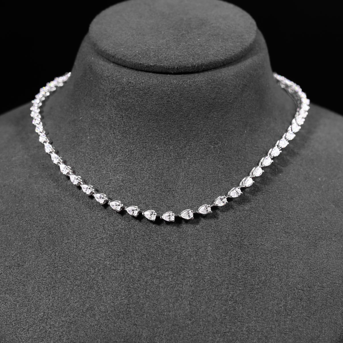Pear Diamond Tennis Necklace
