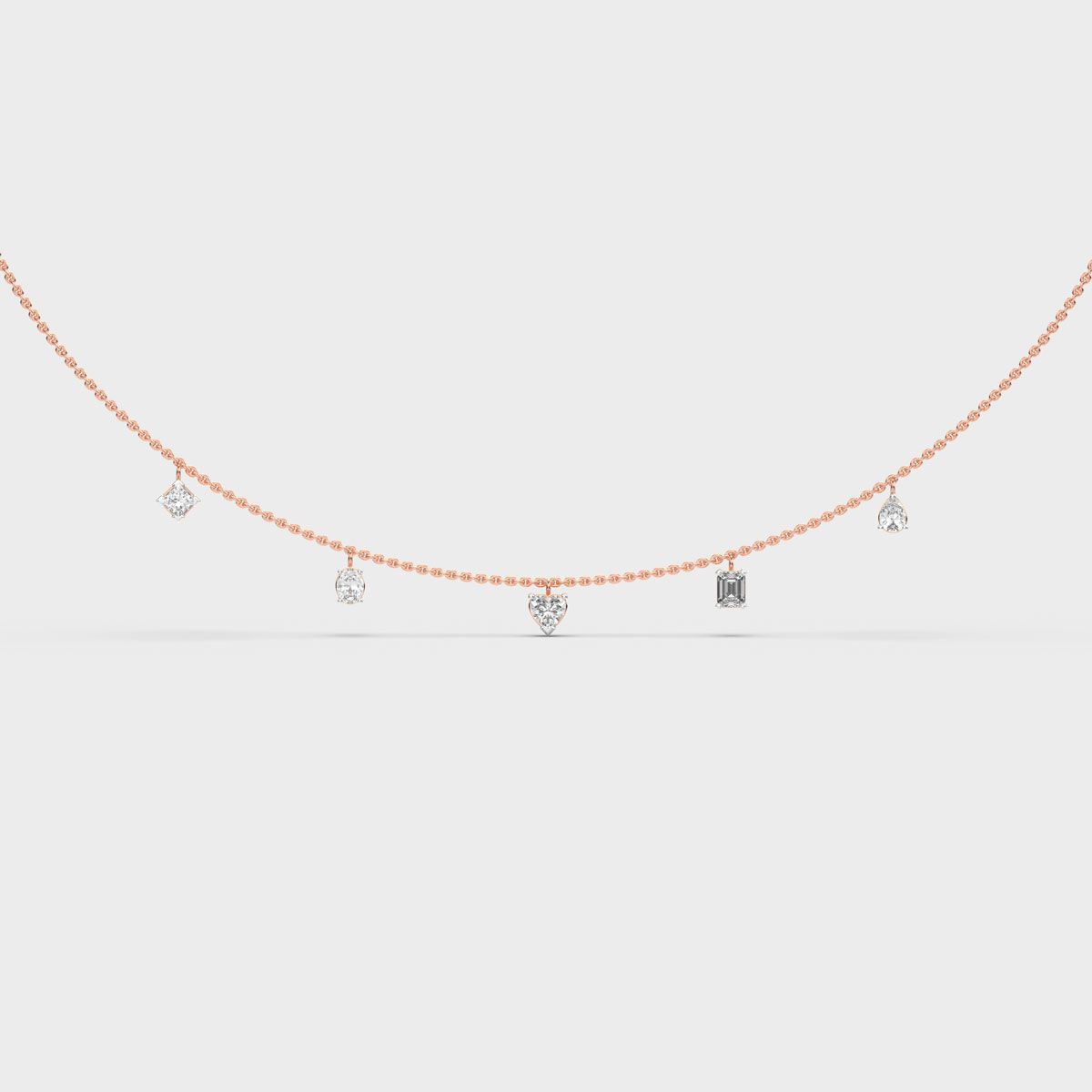 Five Shape Charm Diamond Necklace
