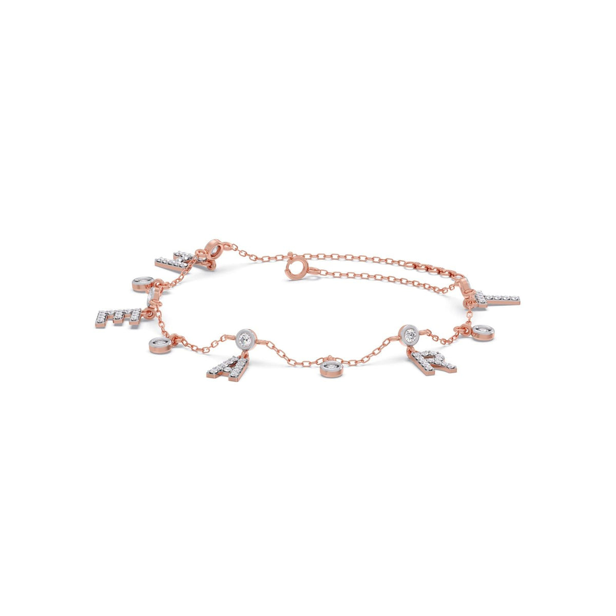 Heart Letters Diamond Charm Bracelet