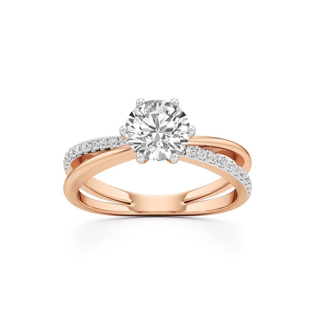Round Solitaire Bypass Ring with Alina Accents