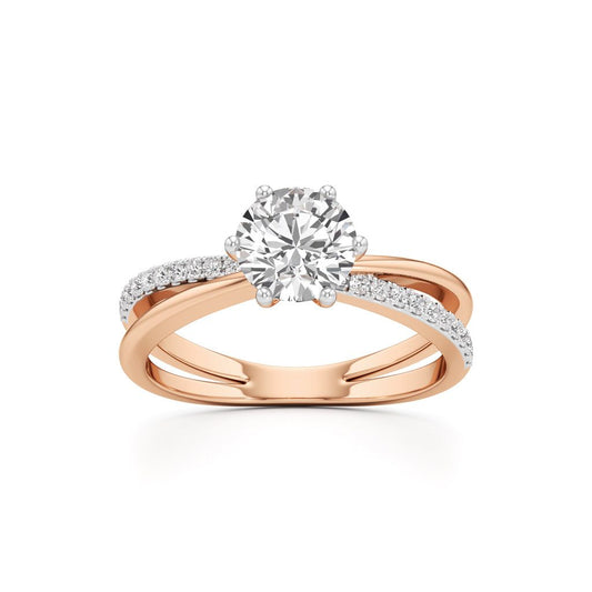 Round Solitaire Bypass Ring with Alina Accents