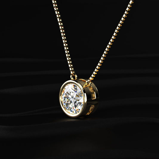 Round Solitaire Bezel Necklace
