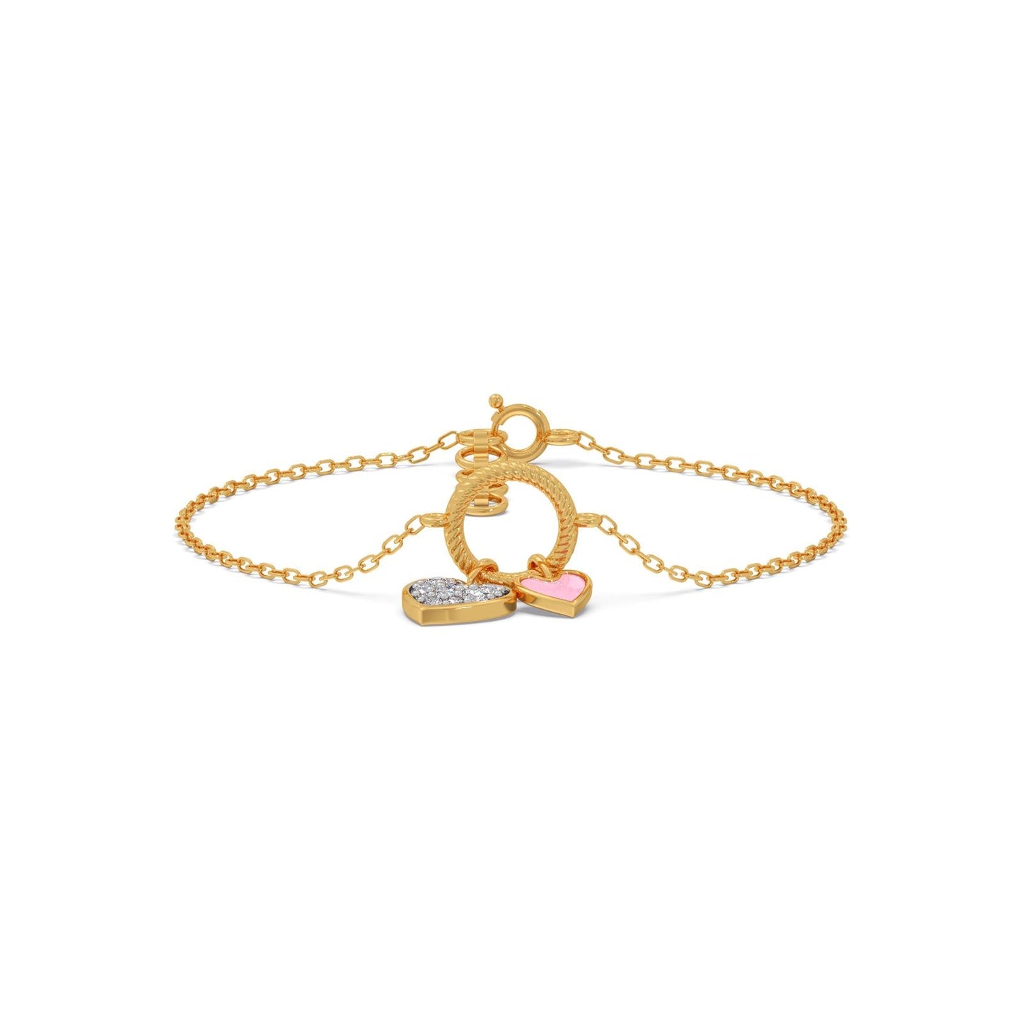 Twinkling Twin Hearts Diamond Kids Bracelet