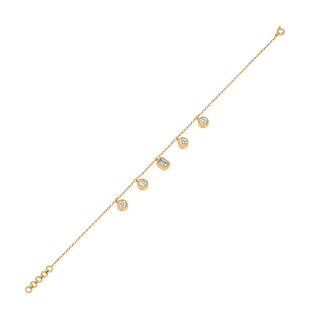 Emerald & Round Chain Bracelet