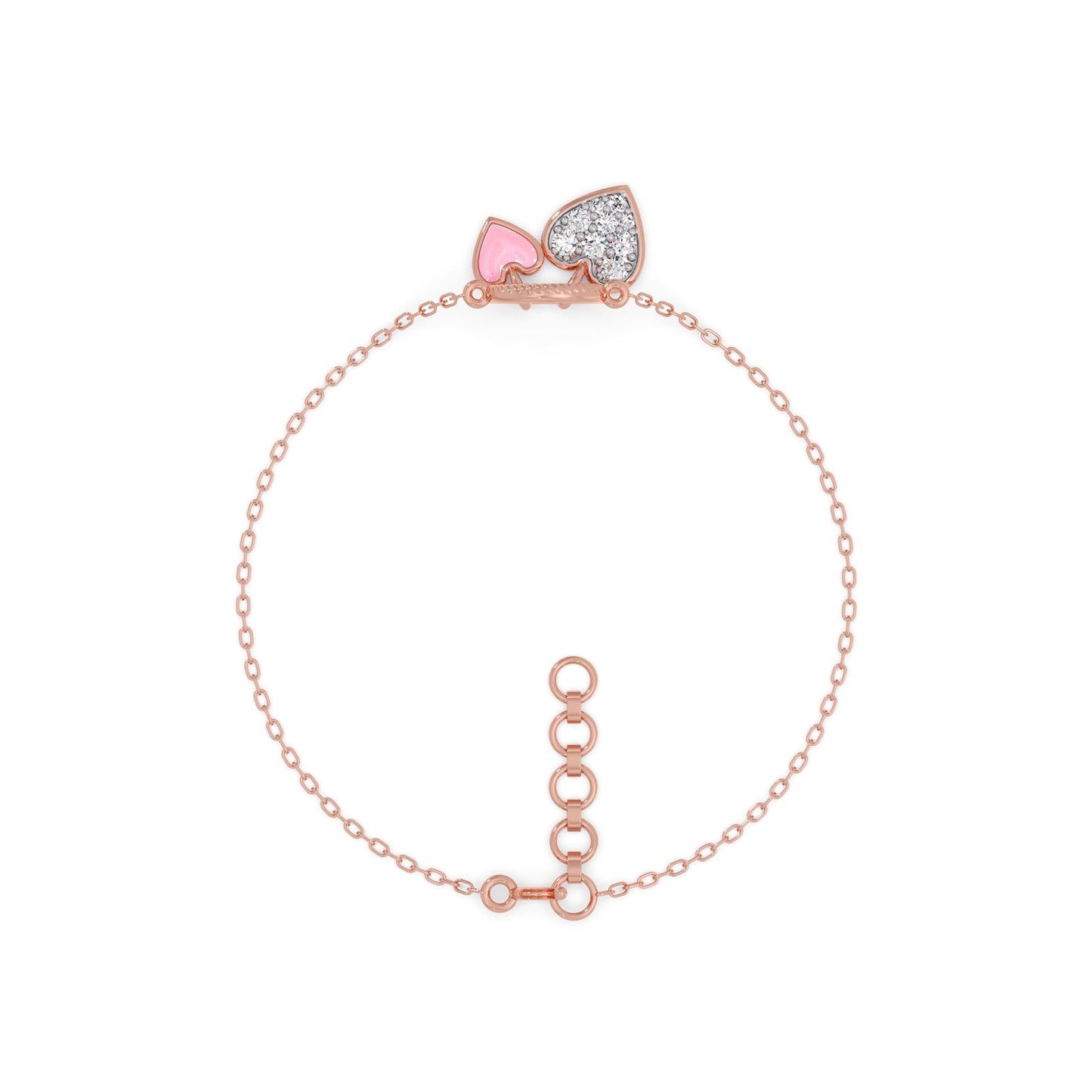 Twinkling Twin Hearts Diamond Kids Bracelet