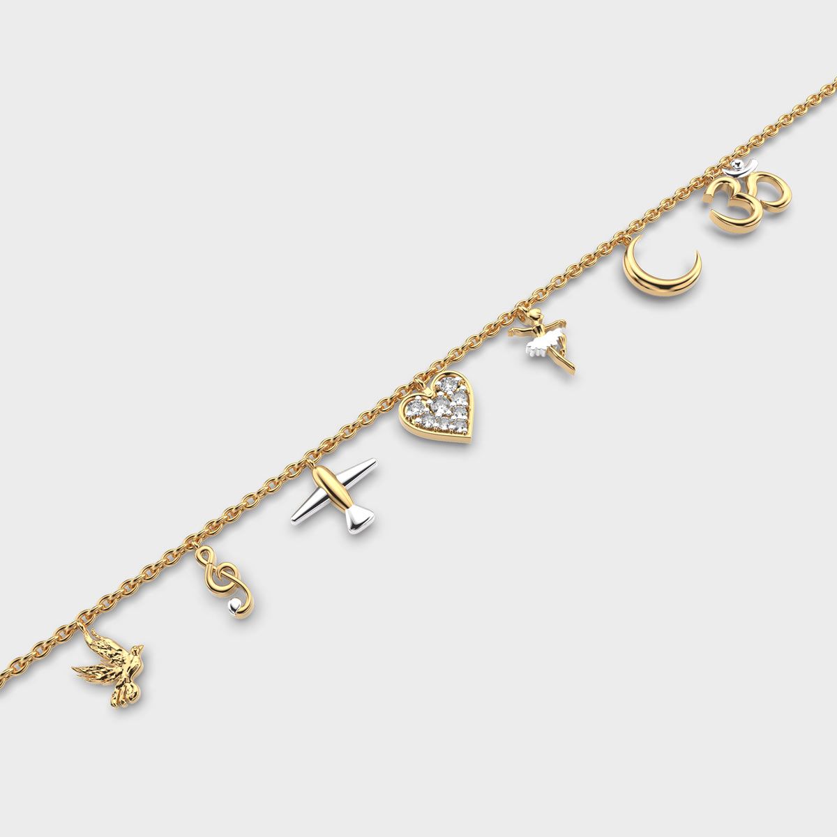 Personalised Mixed Diamond Charm Bracelet