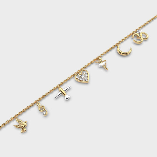 Personalised Mixed Diamond Charm Bracelet