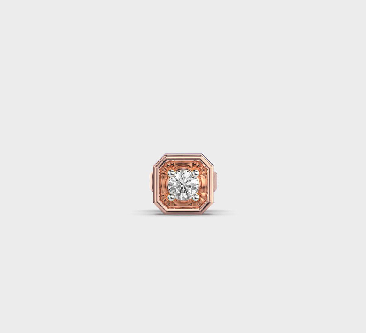 Octagonal Round Diamond Amber Stud For Men