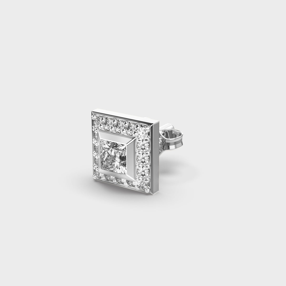 Classic Square Men Princess Diamond Stud
