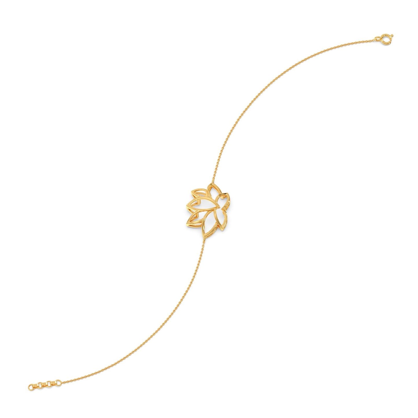 Lotus Plain Gold Chain Bracelet