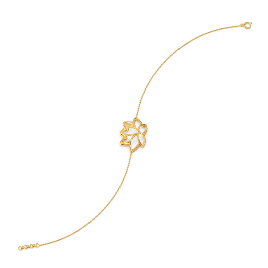 Lotus Plain Gold Chain Bracelet