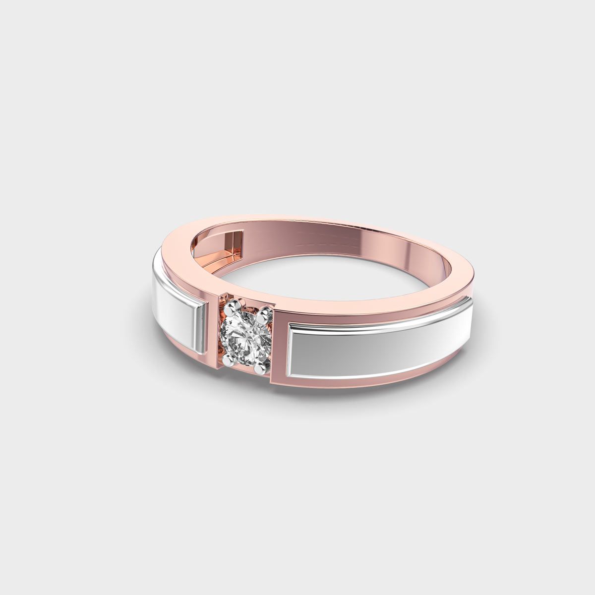 Double Tone Chunky Diamond Band - View 2
