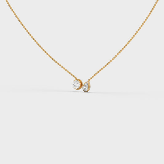 Twin Stone Bezel Diamond Necklace