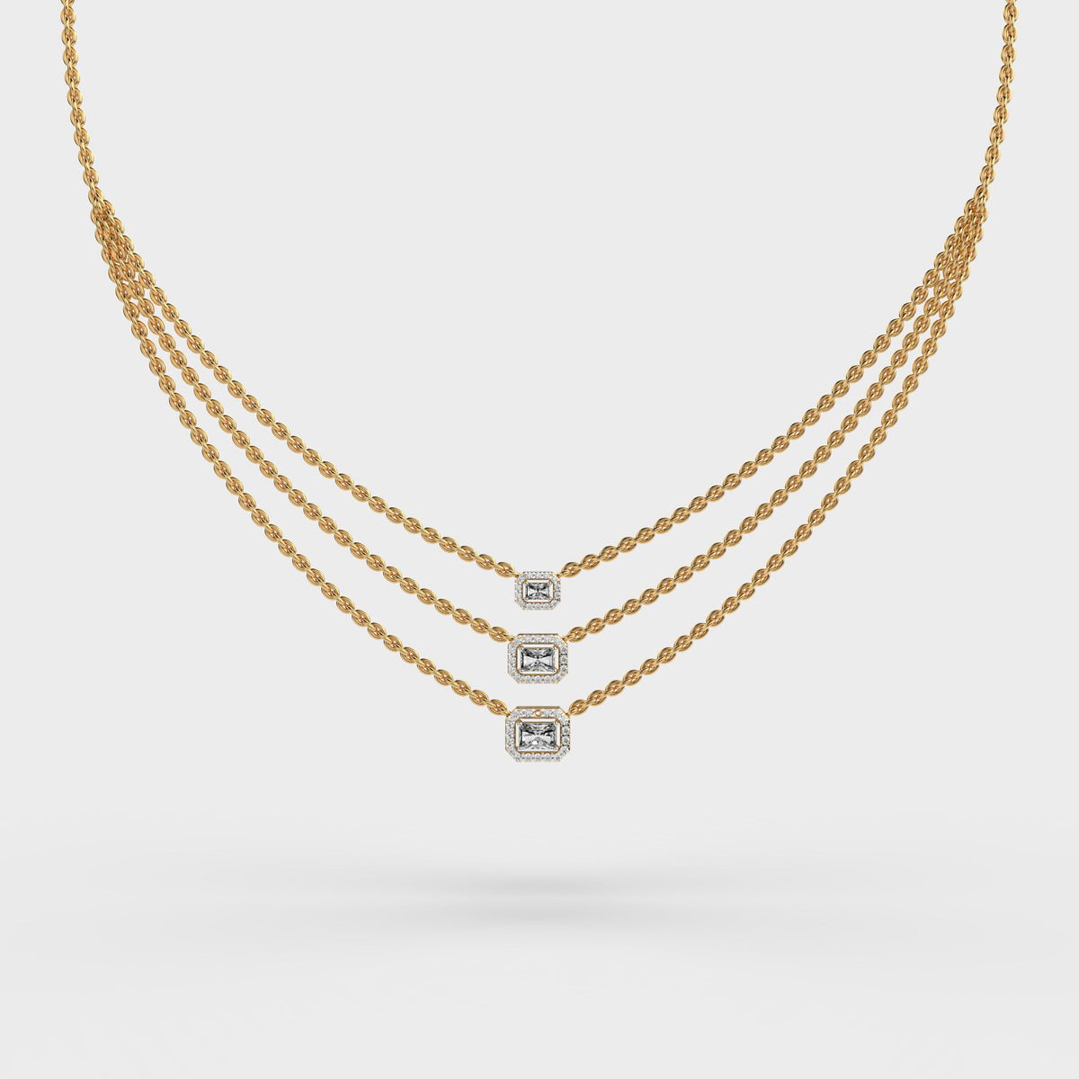 Three Layered Chic Diamond Necklace