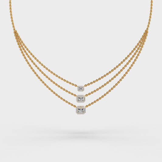 Three Layered Chic Diamond Necklace