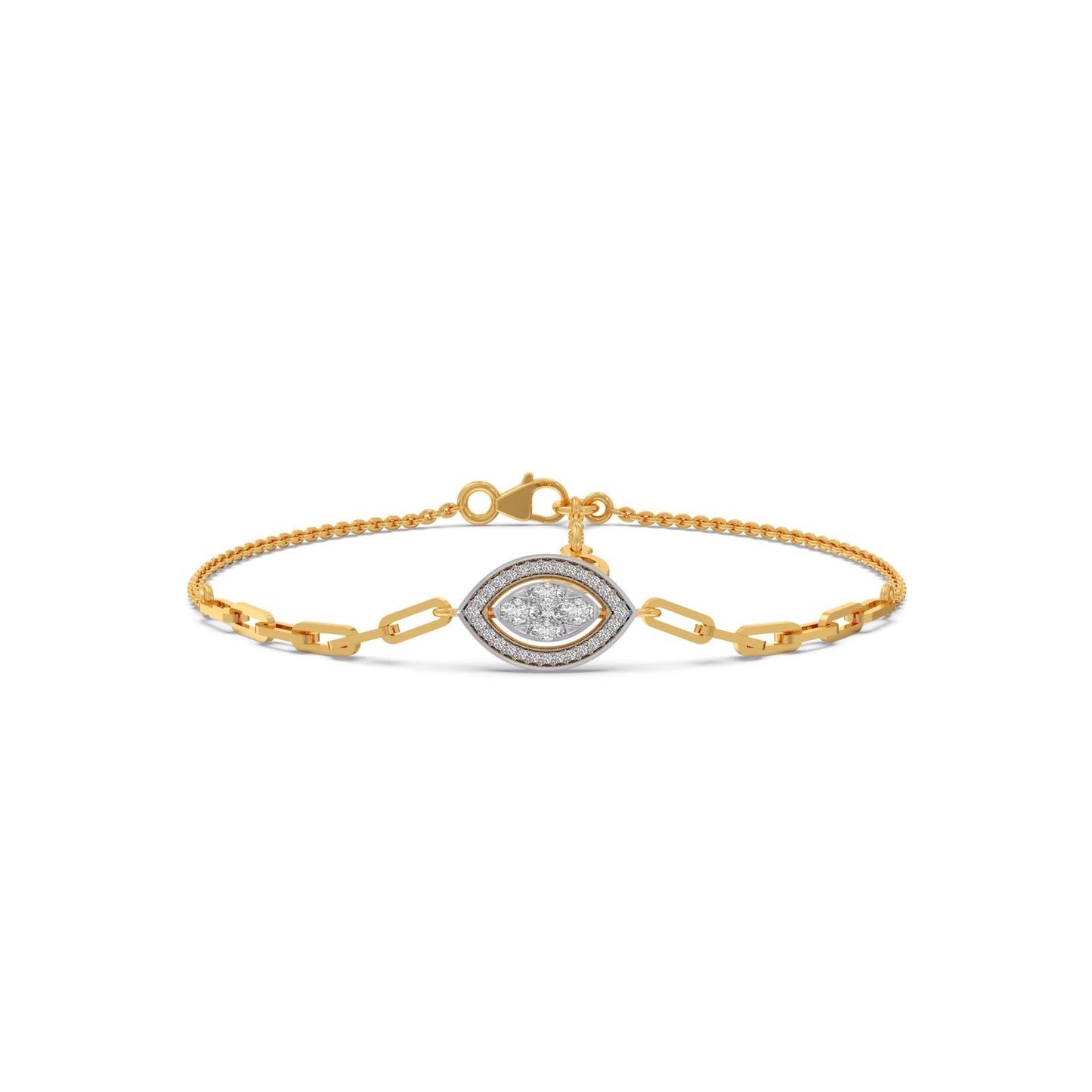 Cathedral Halo Marquise Chain Bracelet
