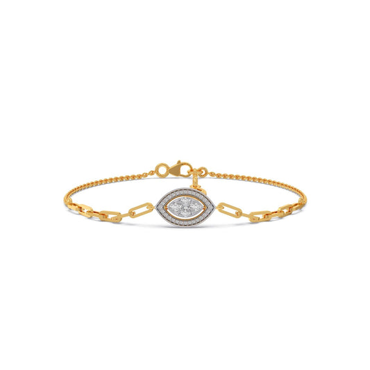 Cathedral Halo Marquise Chain Bracelet