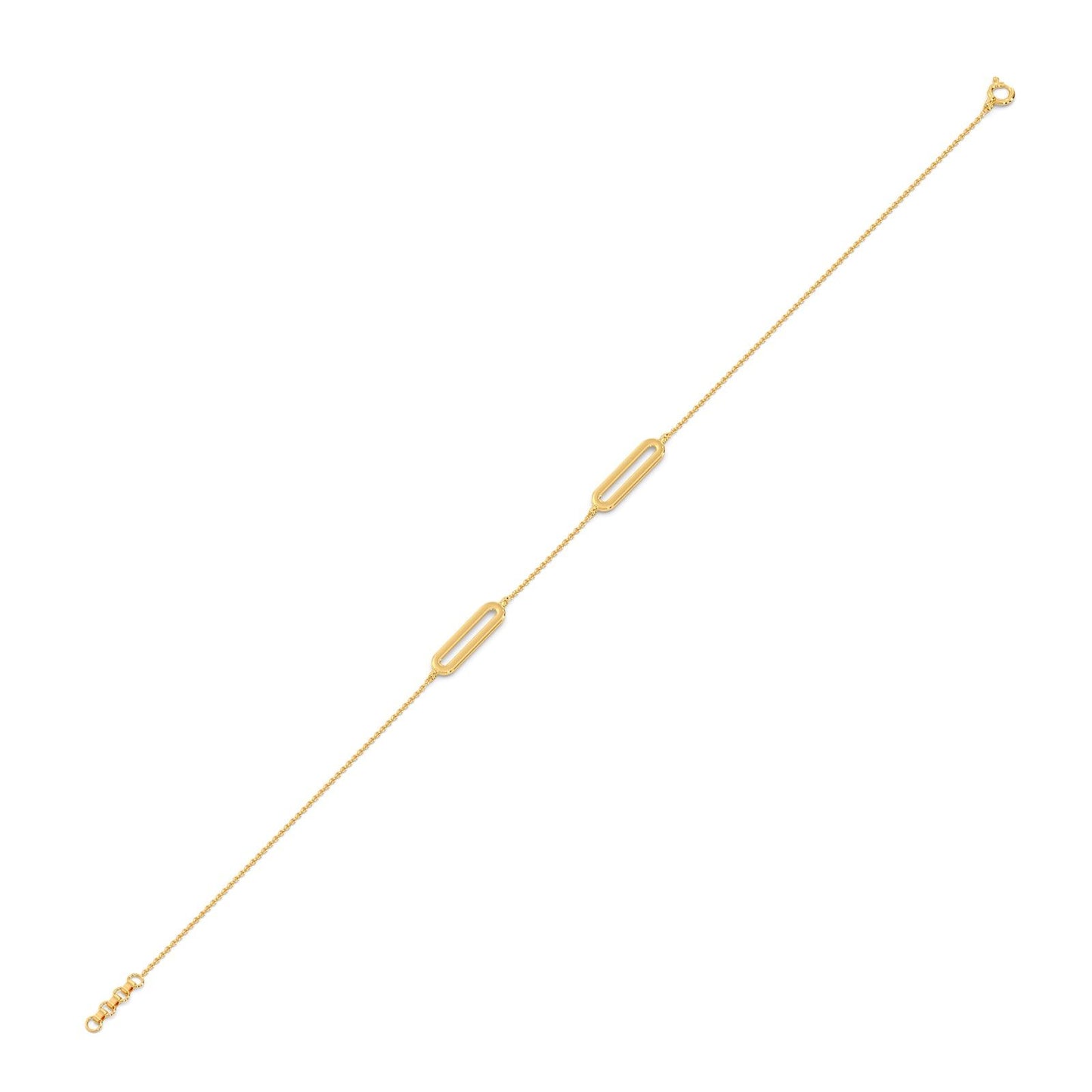 Trombone Link Plain Gold Chain Bracelet