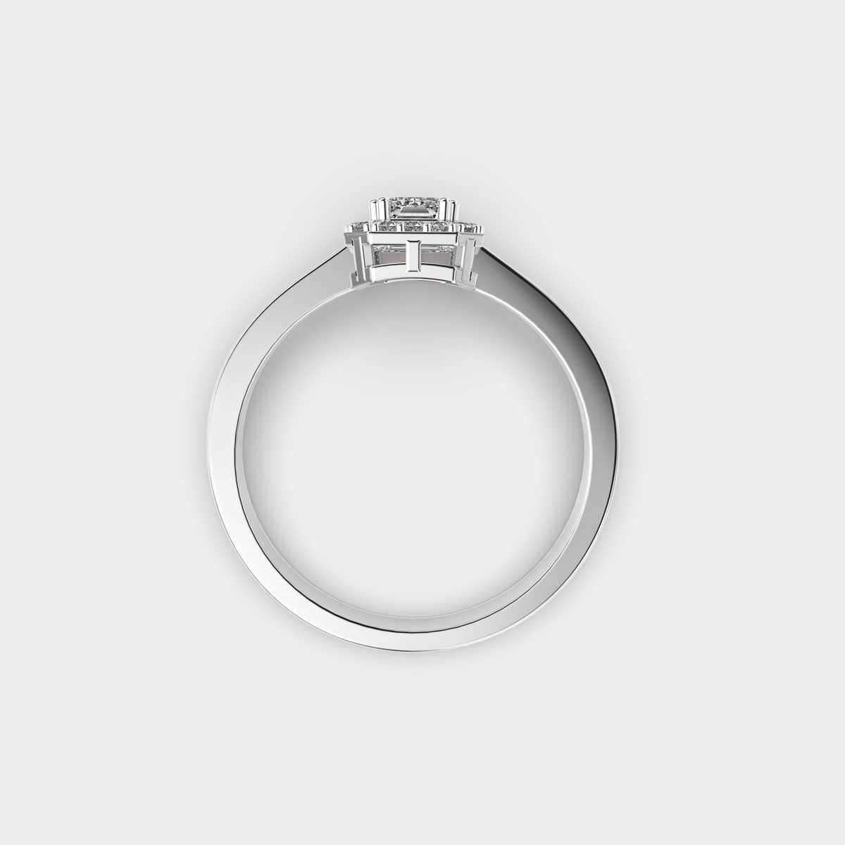 Emerald Diamond Halo Band Ring - View 14