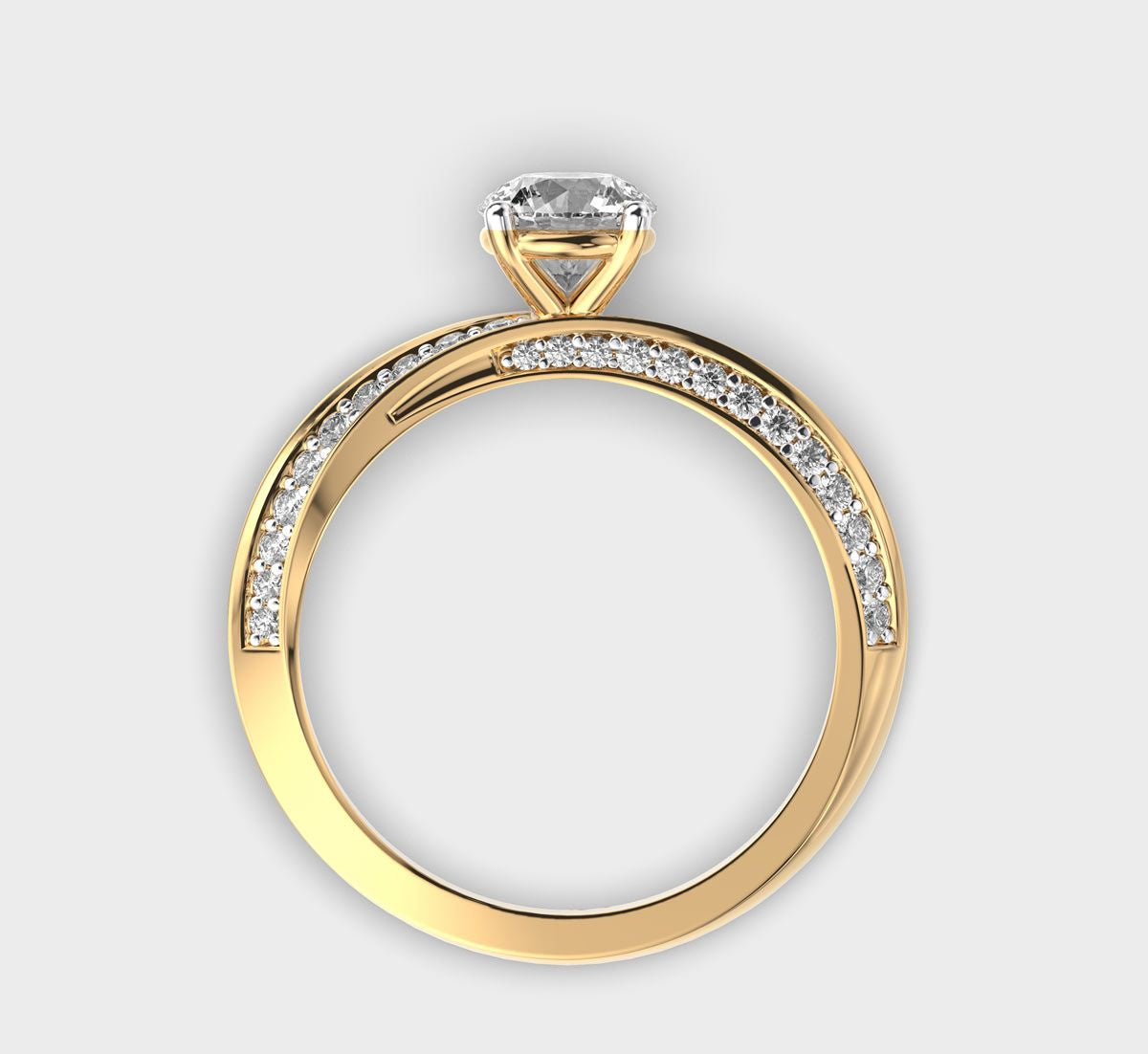 Gentle Wave Round Diamond Ring - View 4