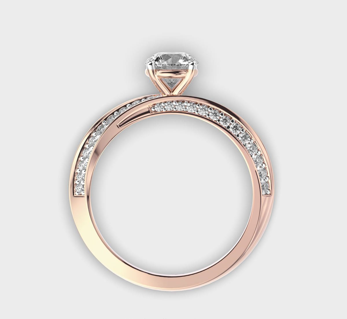 Gentle Wave Round Diamond Ring - View 9